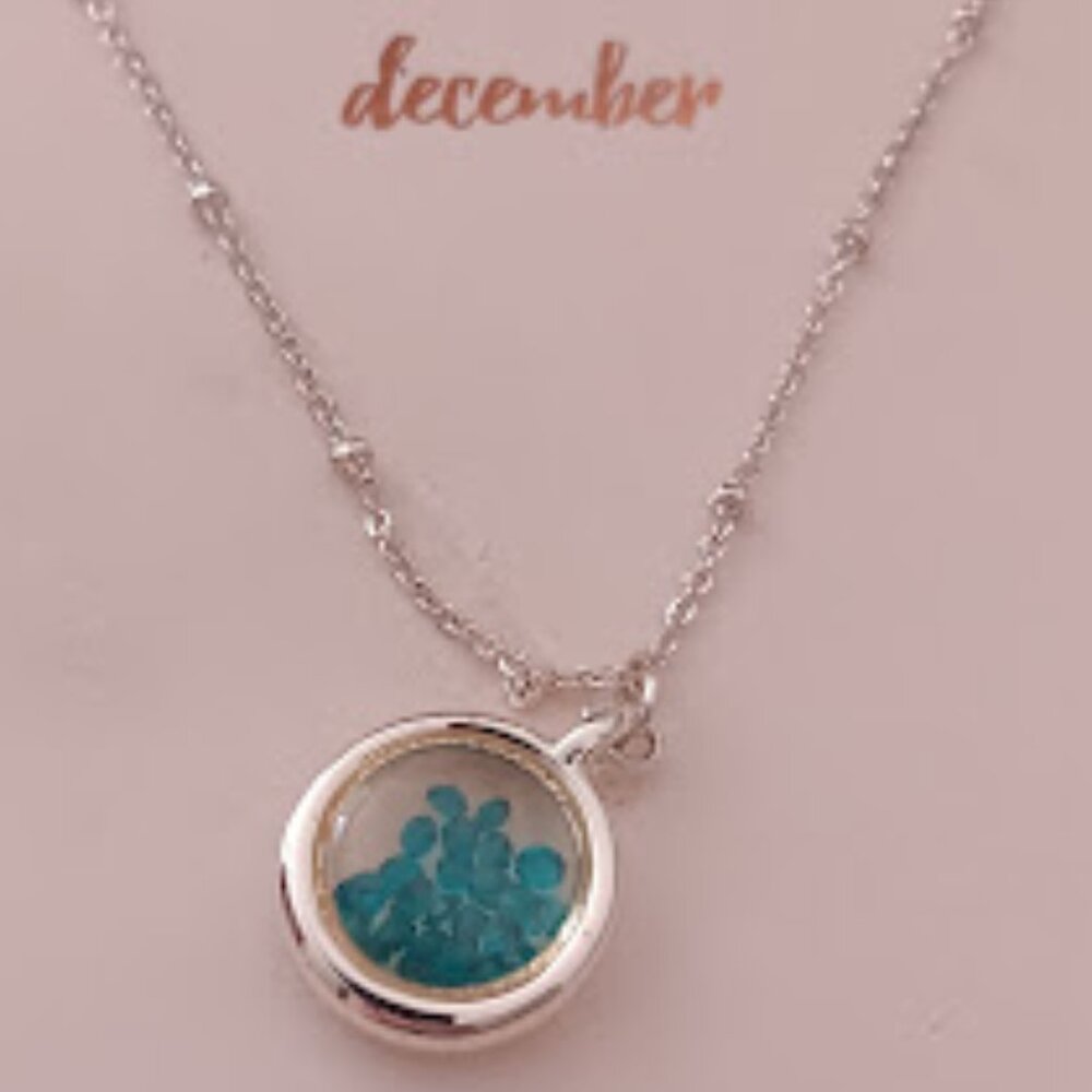 LC LAUREN CONRAD Silver Floating Blue Zircon Crystal December Chain Necklace~NEW